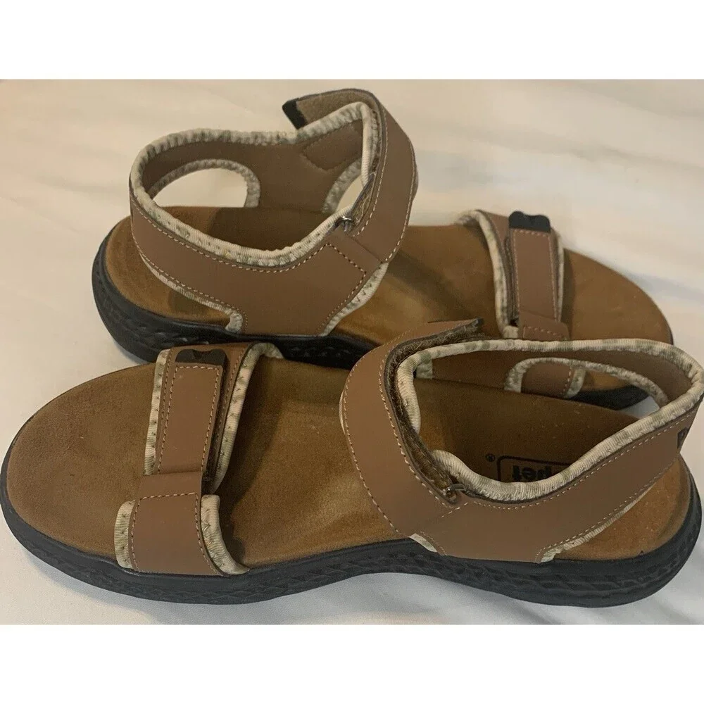 Propet Travelactiv Aspire Footbed Womens Brown Casual Sandals WST053P Size 8